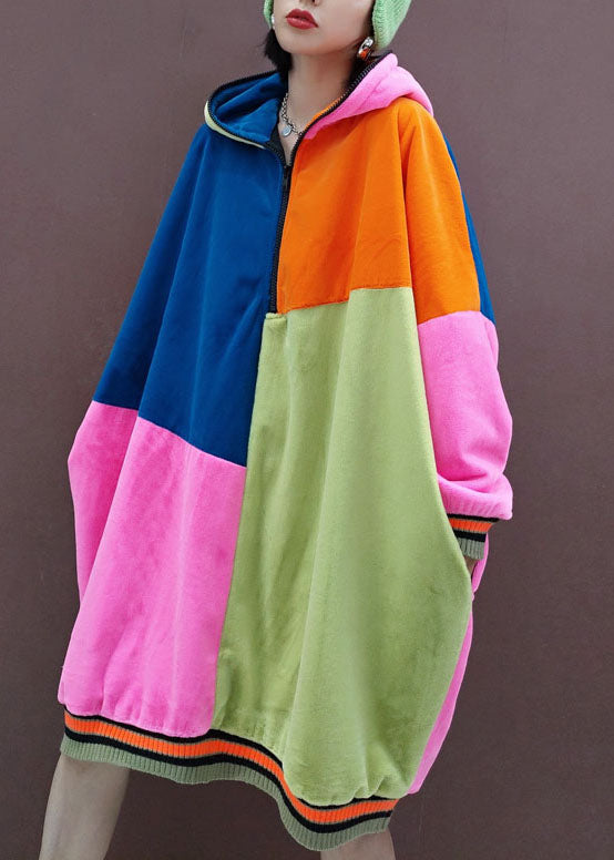 Italienisches Multi-Kapuzentaschen-Patchwork-Pullover-Sweatshirt Kleider Frühling