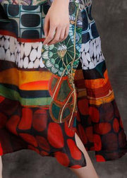 Italian multicolor linen clothes o neck pockets Kaftan summer Dress - SooLinen