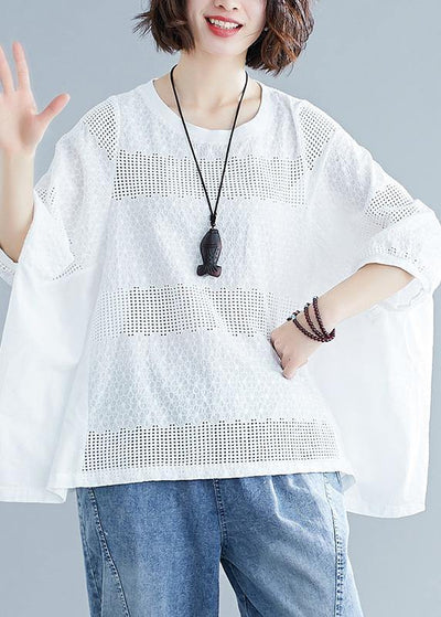Italian o neck Batwing Sleeve clothes For Women Christmas Gifts white blouse - SooLinen
