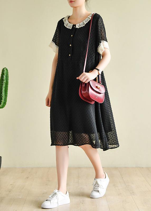 Italian o neck baggy dresses Inspiration black Dresses - SooLinen