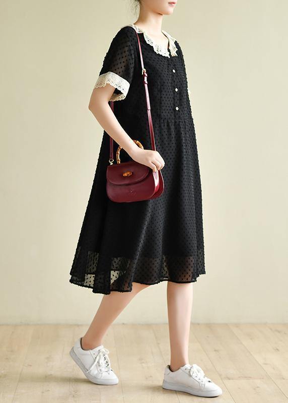 Italian o neck baggy dresses Inspiration black Dresses - SooLinen