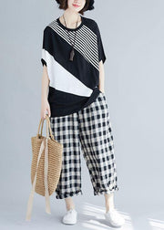 Italian patchwork color cotton Long Shirts Work black shirt summer - SooLinen