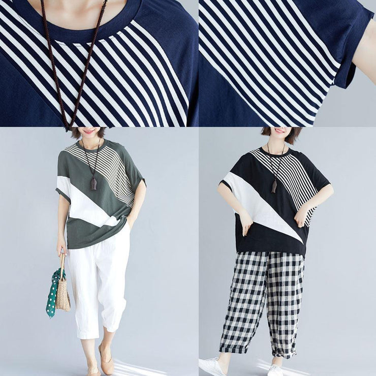 Italian patchwork color cotton Long Shirts Work black shirt summer - SooLinen