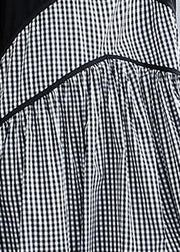 Italian plaid cotton linen clothes o neck patchwork loose summer Dress - SooLinen
