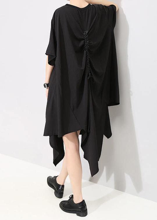 Italian plus size Irregular Cut Loose Round Neck Fashion Dress - SooLinen