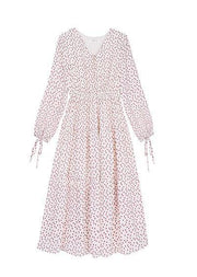Italian prints blended clothes For Women v neck fall Dress - SooLinen