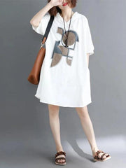 Italian white print Cotton Tunics hooded Dresses summer Dress - SooLinen