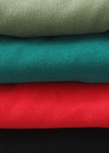 Italian winter cotton patchwork high neck clothes design green blouse - SooLinen