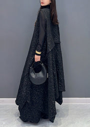Jacquard Black Asymmetrical Patchwork Waistcoat And Pants Cotton Two Pieces Set Sleeveless