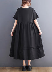 Jacquard Black Patchwork Wrinkled Maxi Dresses Summer