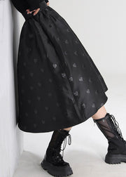 Jacquard Black Zippered High Waist Cotton Skirts Spring
