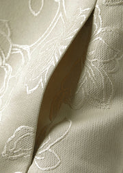 Jacquard White Tan O Neck Button Patchwork Silk Waistcoat Sleeveless