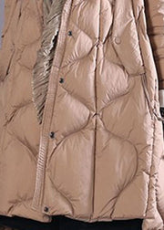 Khaki Button Duck Down coat Zip Up Winter