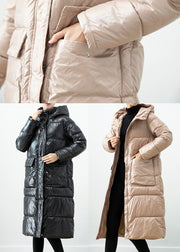 Khaki Duck Down Puffer Jacket Oversized Hooded Winter