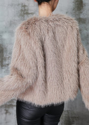 Khaki Faux Fur Jacket Oversized Side Open Winter