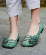 Khaki Floral Flat Shoes For Women Splicing Flat Feet Shoes