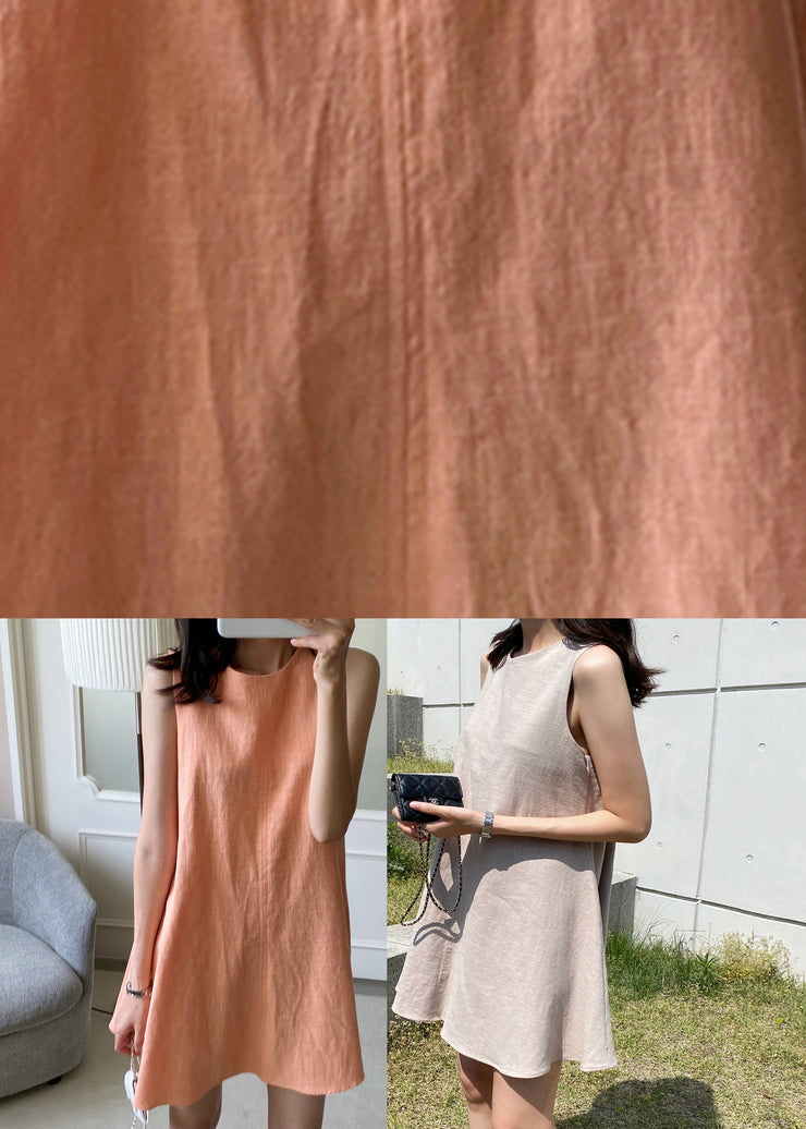 Khaki Patchwork Solid Mid Dresses Sleeveless