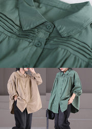 Khakifarbene Bubikragen-Knopf-Hemden mit langen Ärmeln