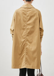 Khaki Pockets Cotton Coat Outwear Oversized Spring