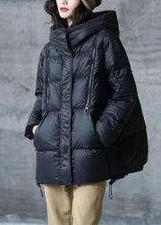 Khaki Pockets Drawstring Patchwork Duck Down Coat Zip Up Winter