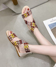 Khaki Sandals Cotton Fabric Stylish Splicing Sandals