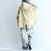 Khaki oversized trench coats short hoodies wind breaker outwear