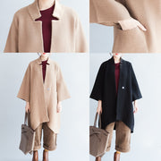 Khaki oversized woolen coats loose woolen jackets casual outwear