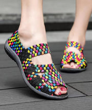 Knit Fabric Flat Shoes For Women Purple Splicing Peep Toe