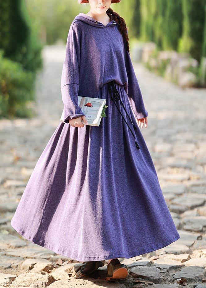 Knitted Skirt New Long Sleeve Knitted Sweater Purple Suit For Women - SooLinen