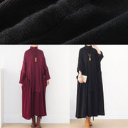 Knitted black Sweater Aesthetic Design high neck patchwork Hipster sweater dress - SooLinen