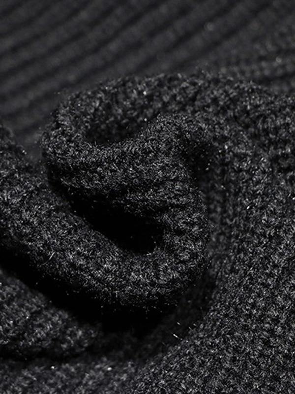 Knitted black Sweater dress outfit DIY o neck tassel Mujer sweater dress - SooLinen