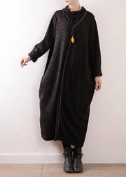 Knitted black Sweater dresses Classy high neck Hipster fall knit dress - SooLinen