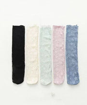 Korean Version Hollowed Out Lace Striped Flower Mesh Pile Socks