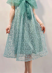 Light Blue Patchwork Tulle Dresses Ruffled Embroidered Summer