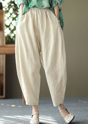 Linen Colour Oversized Harem Pants Elastic Waist Summer