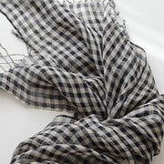 Literary navy small plaid French sunscreen female shawl tassel - SooLinen
