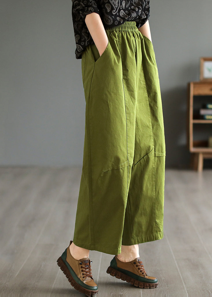 Loose Army Green Oversized Patchwork Cotton Harem Pants Summer