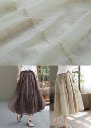 Loose Beige Solid Color Patchwork Tulle A Line Skirts Summer