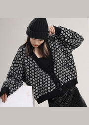 Loose Black Button Knit Sweaters Coat Spring