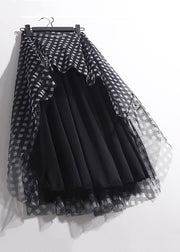 Loose Black Plaid High Waist Tulle Skirts Summer