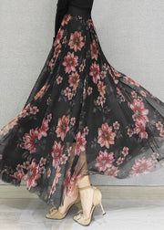 Loose Black Wrinkled Print Exra Large Hem Tulle Skirt Spring