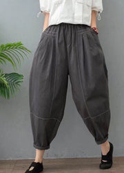 Loose Black high waist Patchwork Cotton Pants Spring