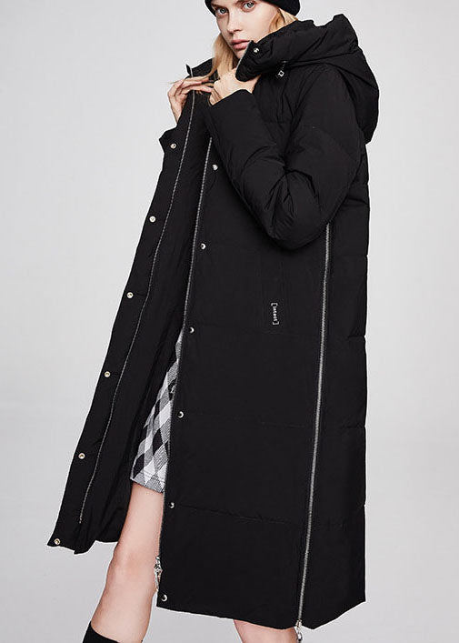 Loose Black zippered Pockets Warm Casual Winter Duck Down coat