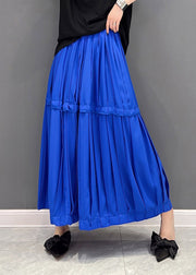 Loose Blue Patchwork Chiffon Pleated Skirts Summer