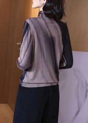 Loose Colorblock Turtleneck Patchwork Wool Top Long Sleeve