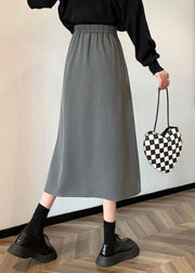 Loose Gray Wrinkled High Waist Tie Cotton Skirts Spring