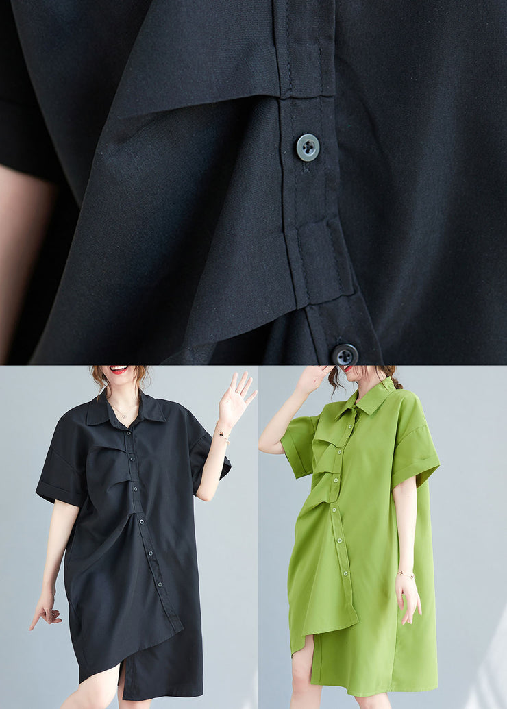 Loose Green Asymmetrical Design Cotton Maxi Dresses Summer