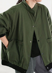 Loose Green Button Warm Fleece Coats Winter