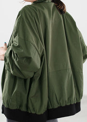 Loose Green Button Warm Fleece Coats Winter