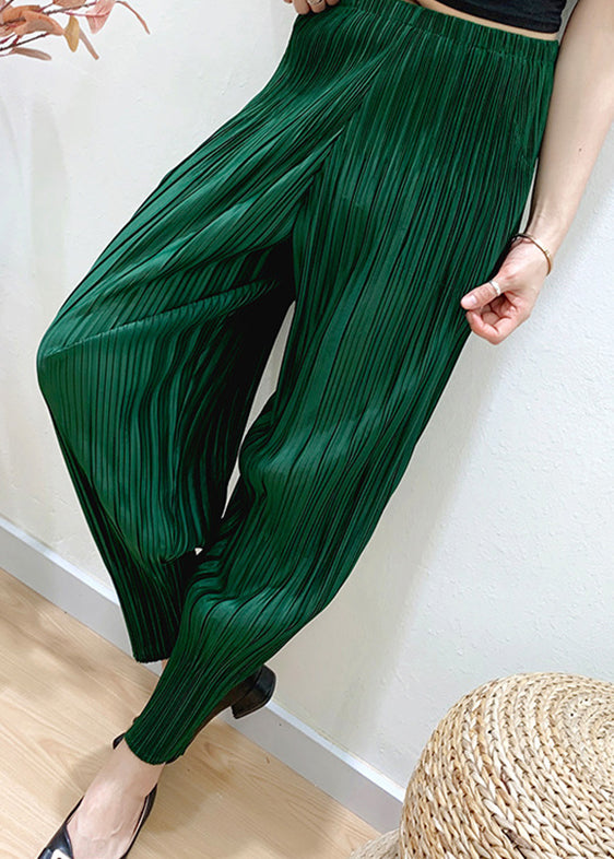 Lose grüne elastische Taillentaschen Crop Pants Sommer